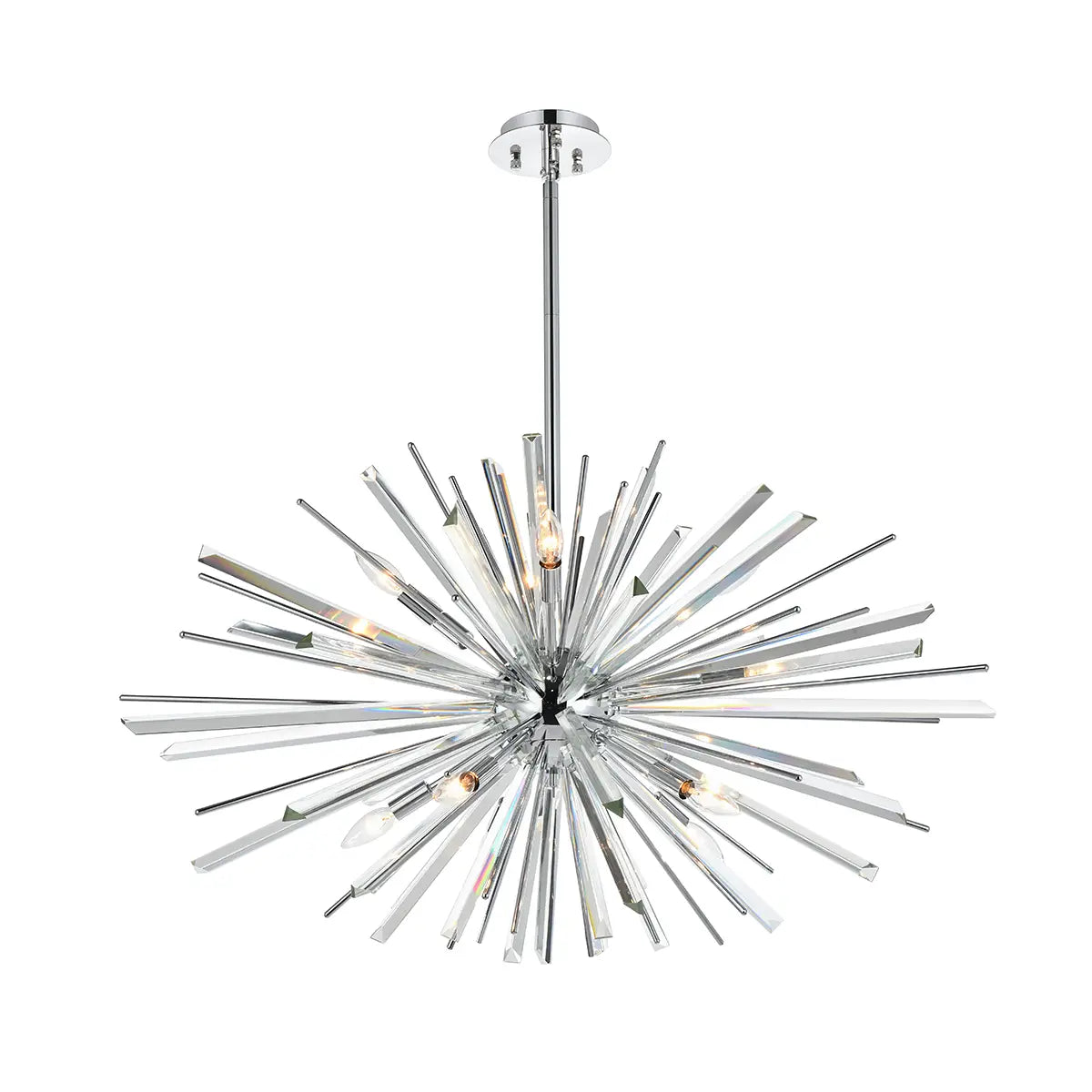 Luxury Modern Starburst Chandelier – Gold and Chrome Finish, 10-Light Pendant Fixture