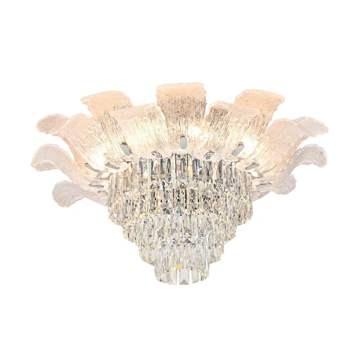 12-Light Crystal Bloom Ceiling Light with Glass Petals