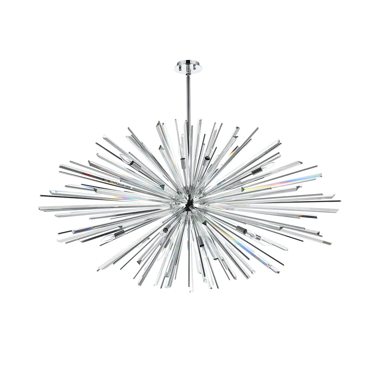 Luxury Modern Starburst Chandelier – Gold and Chrome Finish, 18-Light Pendant Fixture