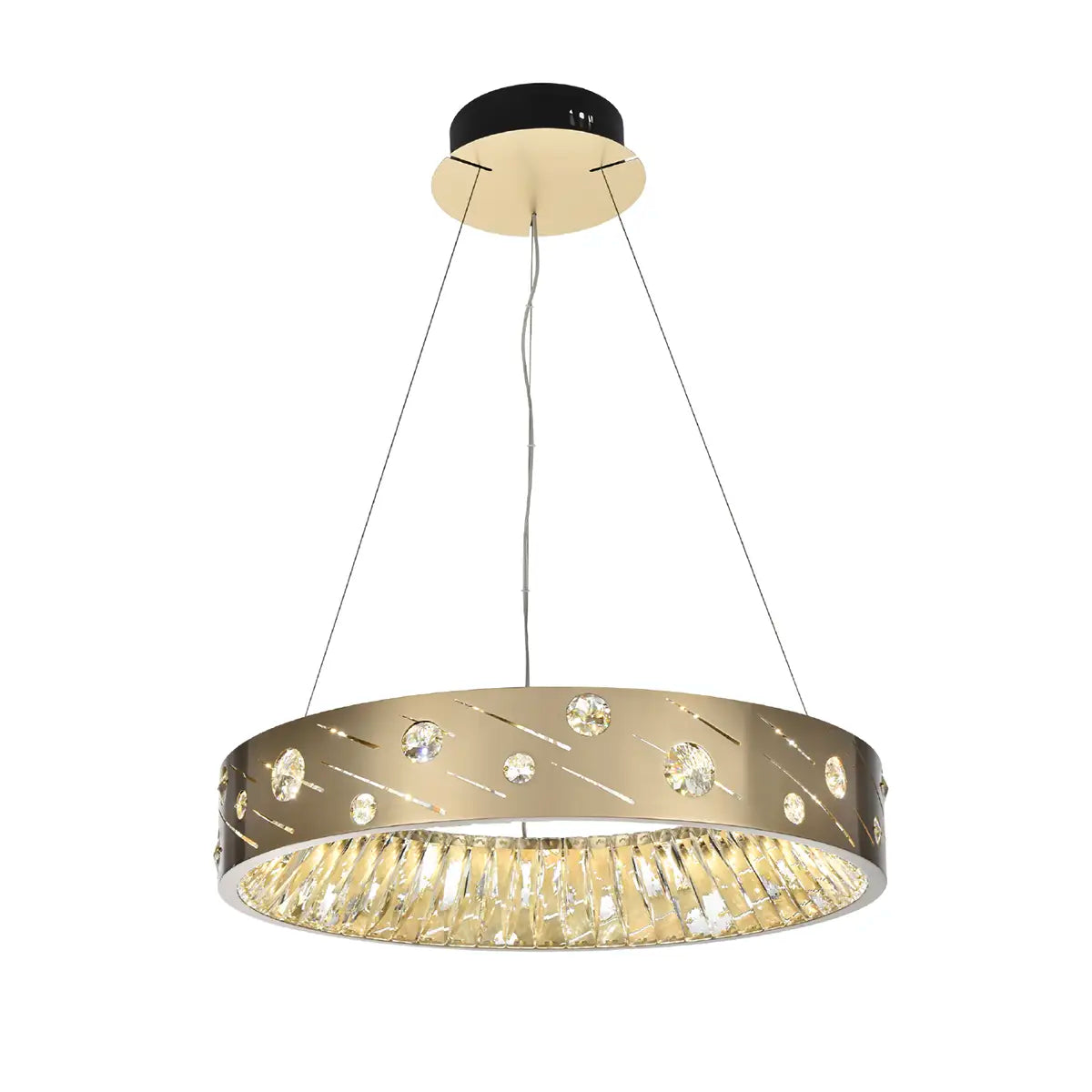 24" Modern Crystal Chandelier with Dimmable LED Lights