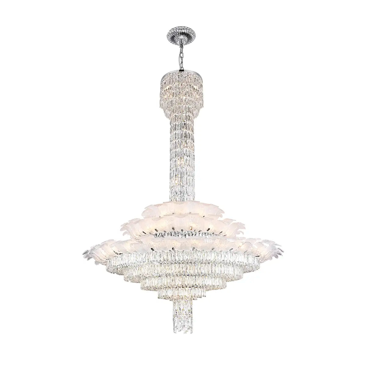 91-Light Crystal Bloom Chandelier with Elegant Glass Petal Design