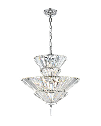 Luxury 3-Tier Crystal Pendant Chandelier with 13 Lights – Gold & Chrome Finish