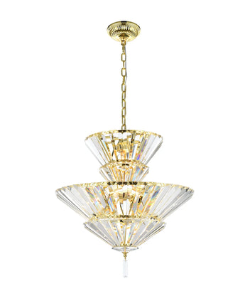 Luxury 3-Tier Crystal Pendant Chandelier with 13 Lights – Gold & Chrome Finish