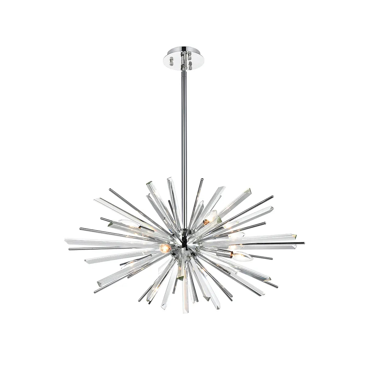 Luxury Modern Starburst Chandelier – Gold and Chrome Finish, 8-Light Pendant Fixture