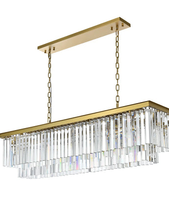 Unilumi Modern Crystal Rectangle Pendant Lamp - Gold & Chrome Finish, 50-Inch Luxury Lighting Fixture